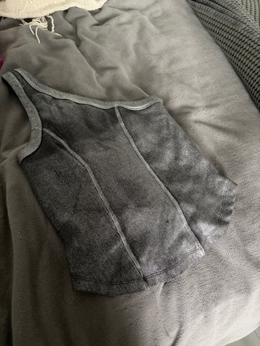 Basic Ribbed Tank Top in Charcoal Gray